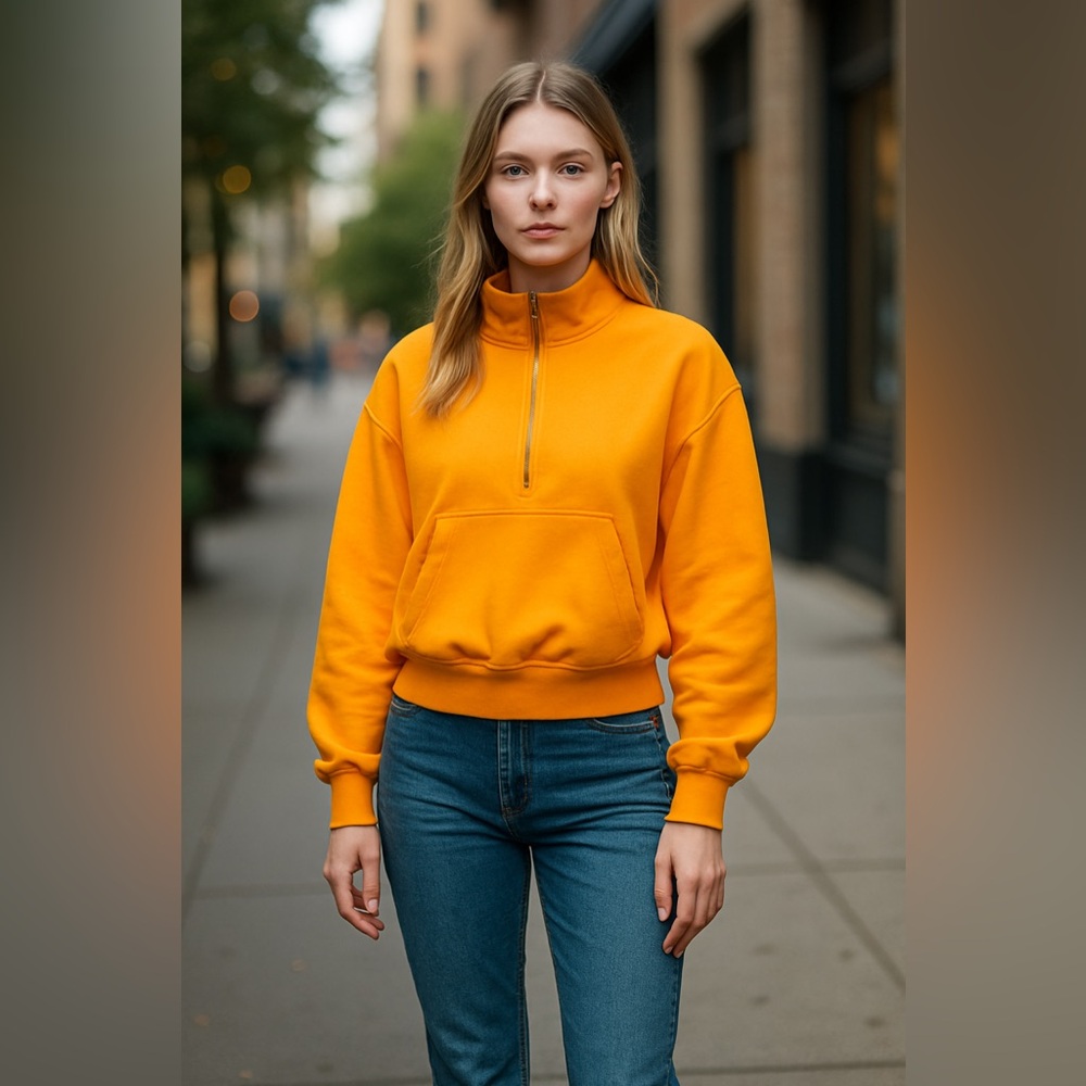 Orange Half-Zip Sweatshirt by Etica XS